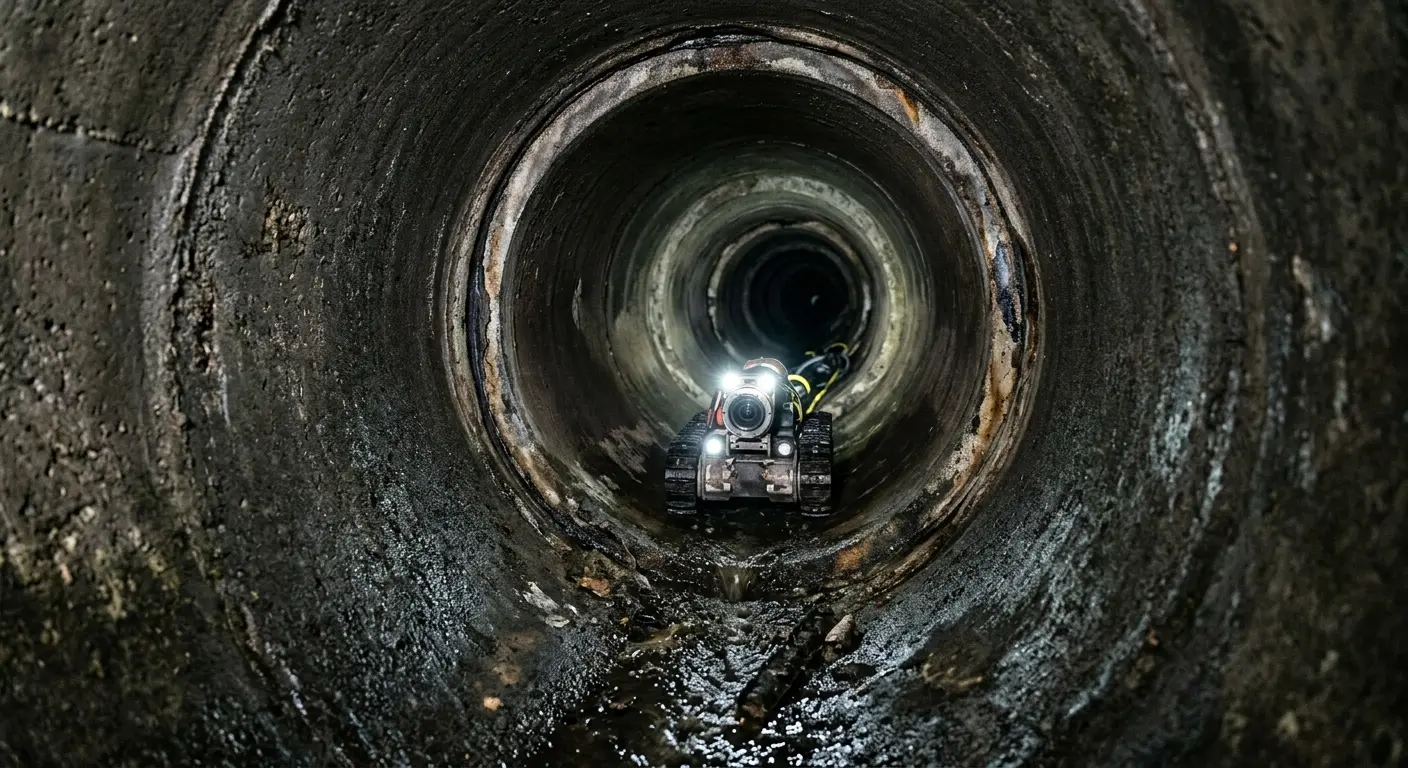 Robotic sewer camera inspecting pipe interior for Drain Snake Service in Corona